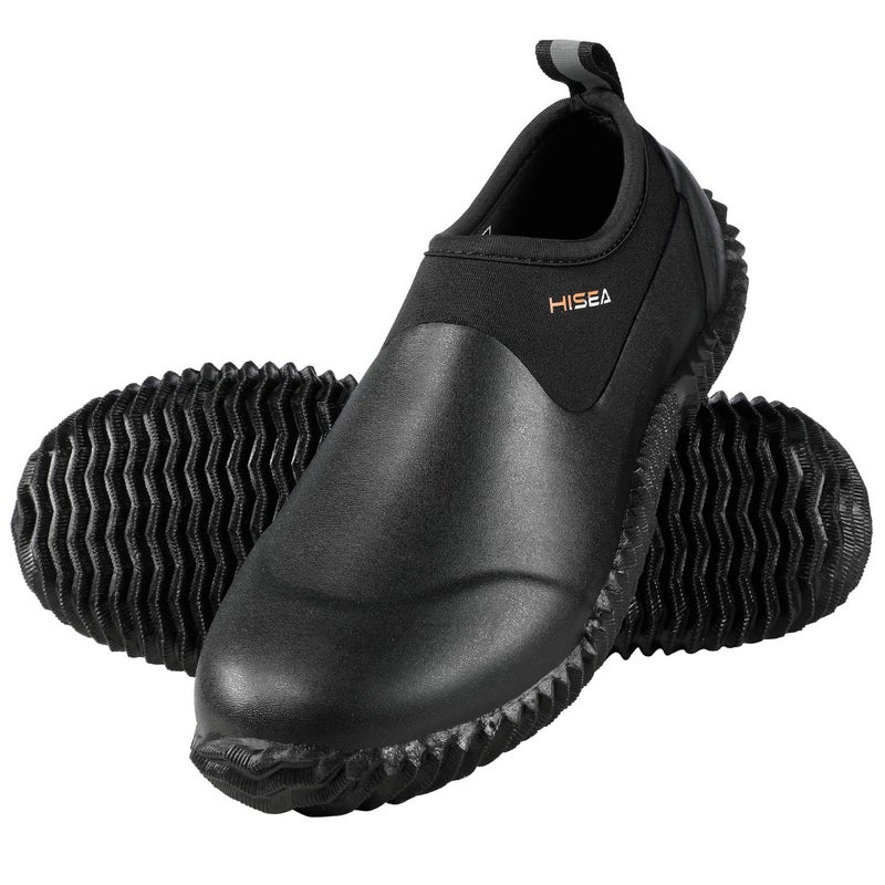 HISEA Unisex Waterproof Garden Shoes, Men's Rubber Rain Boots Women's Ankle Rain Shoes Neoprene Camp Booties Outdoor Slip-On Footwear for Gardening, Farming, Camping, Car Wash, Lawn Care and Yard Work - Image 1